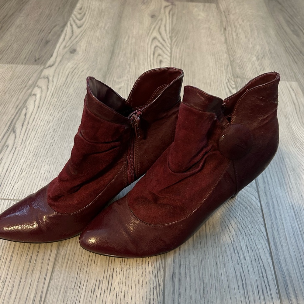 FIONI Clothing Deep Red Ankle Booties